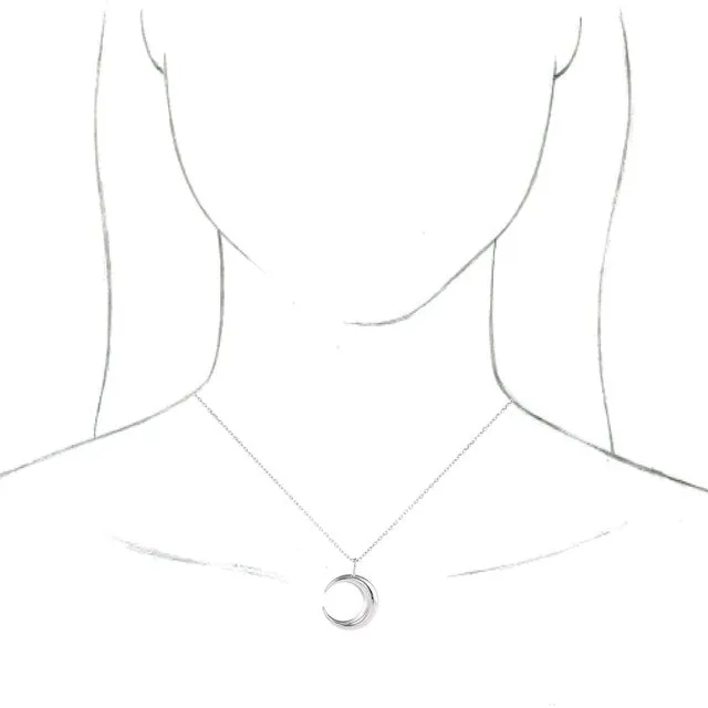 14K White Gold Crescent Moon 16-18" Necklace