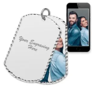 14K White Gold Dog Tag Swivel Photo Pendant Jewelry