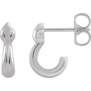 14K White Gold Huggie J-Hoop Earrings
