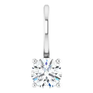 14K White Gold Imitation Diamond Solitaire Charm/Pendant