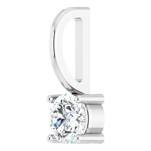 14K White Gold Imitation Diamond Solitaire Charm/Pendant