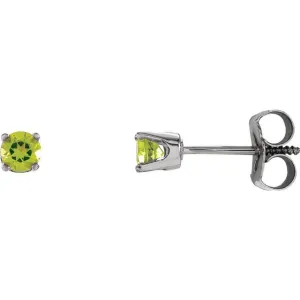 14K White Gold Natural Peridot Youth Earrings