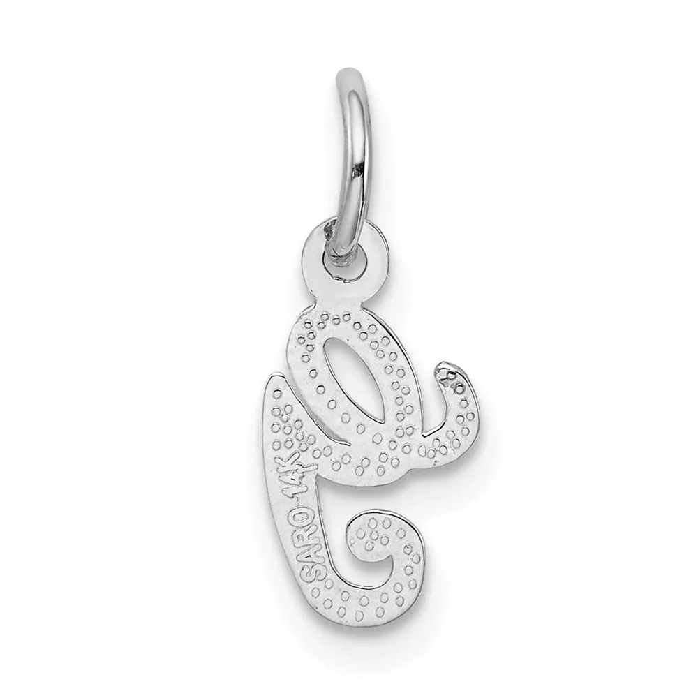 14k White Gold White Gold Casted Script Letter G Initial Charm