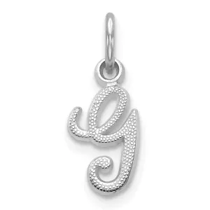 14k White Gold White Gold Casted Script Letter G Initial Charm