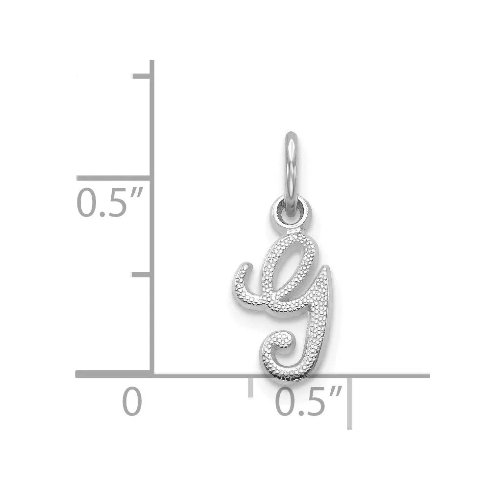 14k White Gold White Gold Casted Script Letter G Initial Charm