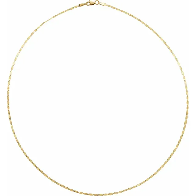 14K Yellow 2.7 mm Mirror Link 18" Chain
