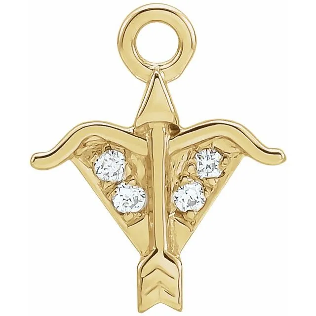 14K Yellow Gold .015 CTW Natural Diamond Sagittarius Dangle