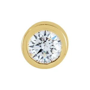 14K Yellow Gold .025 CT Natural Diamond Micro Bezel Single Stud Earring