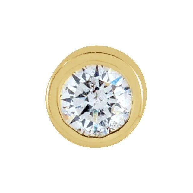 14K Yellow Gold .025 CT Natural Diamond Micro Bezel Single Stud Earring