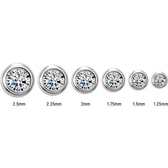14K Yellow Gold .025 CT Natural Diamond Micro Bezel Single Stud Earring