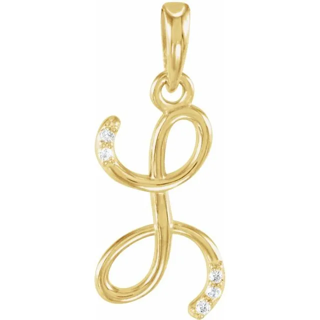 14K Yellow Gold .025 CTW Diamond Initial L Pendant