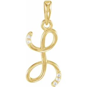 14K Yellow Gold .025 CTW Diamond Initial L Pendant