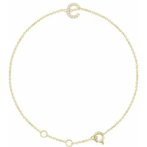 14K Yellow Gold .04 CTW Natural Diamond Initial C 6-7" Bracelet
