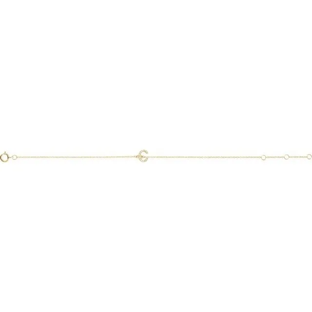 14K Yellow Gold .04 CTW Natural Diamond Initial C 6-7" Bracelet