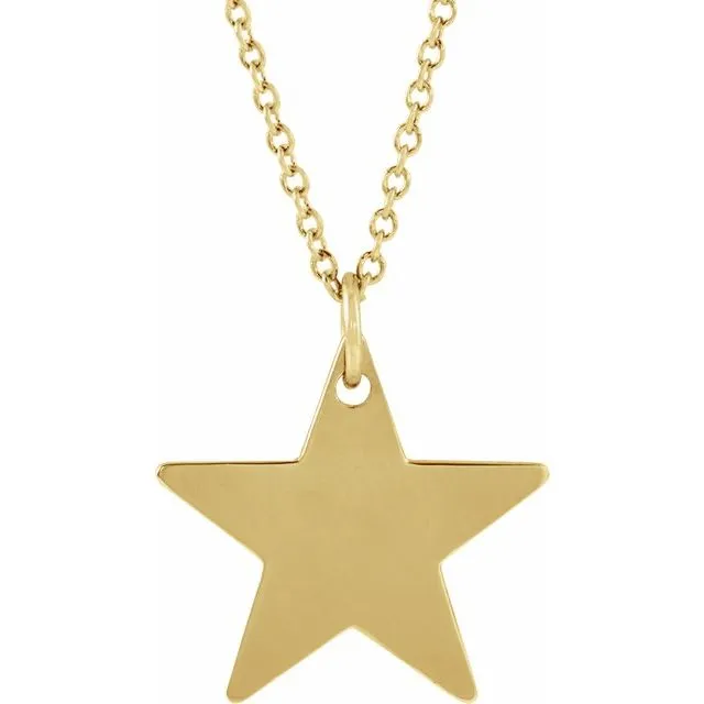 14K Yellow Gold 12x12 mm Star 16-18" Necklace