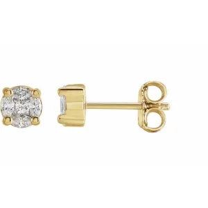 14K Yellow Gold 1/3 CTW Natural Diamond Cluster Earrings