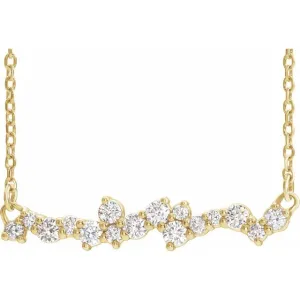 14K Yellow Gold 1/3 CTW Natural Diamond Scattered Bar 18" Necklace
