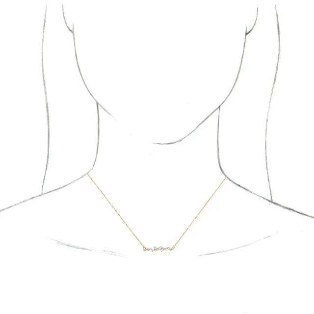 14K Yellow Gold 1/3 CTW Natural Diamond Scattered Bar 18" Necklace