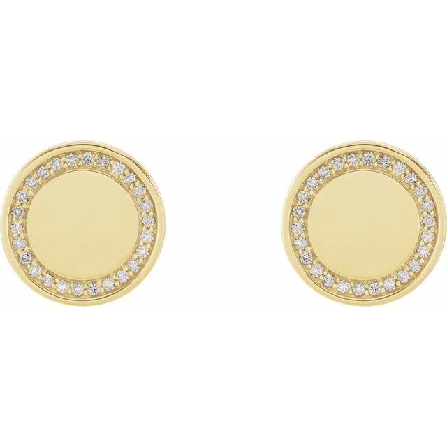14K Yellow Gold 1/4 CTW Natural Diamond Engravable Earrings