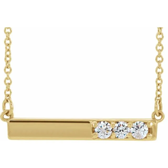 14K Yellow Gold 1/5 CTW Natural Diamond Bar 16-18" Necklace