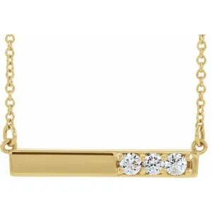 14K Yellow Gold 1/5 CTW Natural Diamond Bar 16-18" Necklace