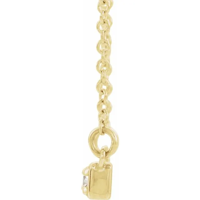 14K Yellow Gold 1/5 CTW Natural Diamond Bar 16-18" Necklace