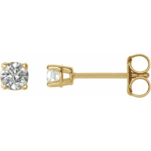 14K Yellow Gold 1/5 CTW Natural Diamond Stud Earrings with Friction Post