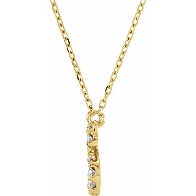 14K Yellow Gold 1/6 CTW Natural Diamond Initial Q 16" Necklace