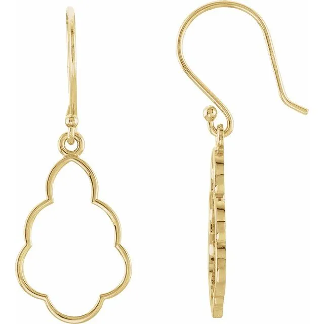 14K Yellow Gold 16.5x11.5 mm Geometric Earrings