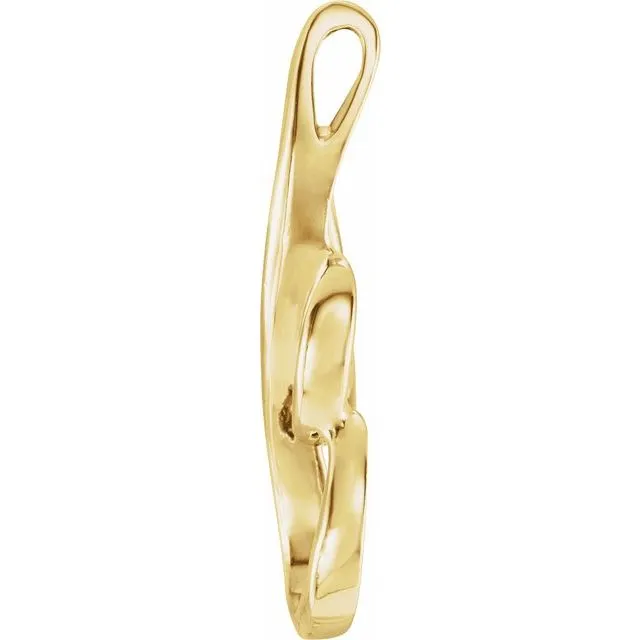 14K Yellow Gold 22x8.5 mm Freeform Pendant