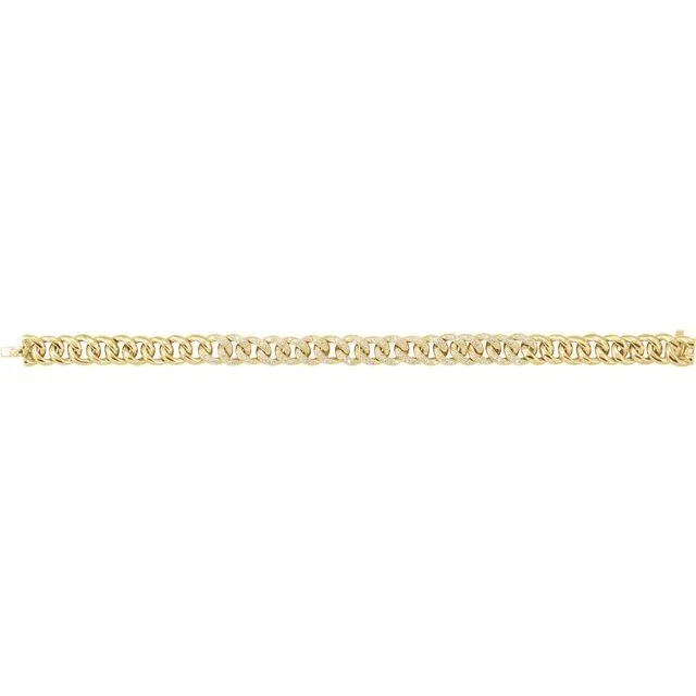 14K Yellow Gold 3/4 CTW Natural Diamond Curb 7" Bracelet