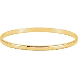 14K Yellow Gold 4 mm Milgrain Edge Bangle Bracelet