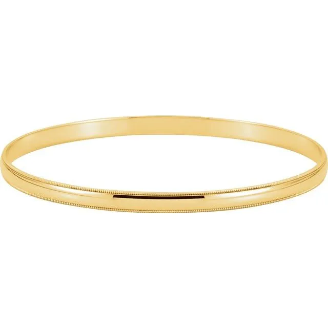 14K Yellow Gold 4 mm Milgrain Edge Bangle Bracelet