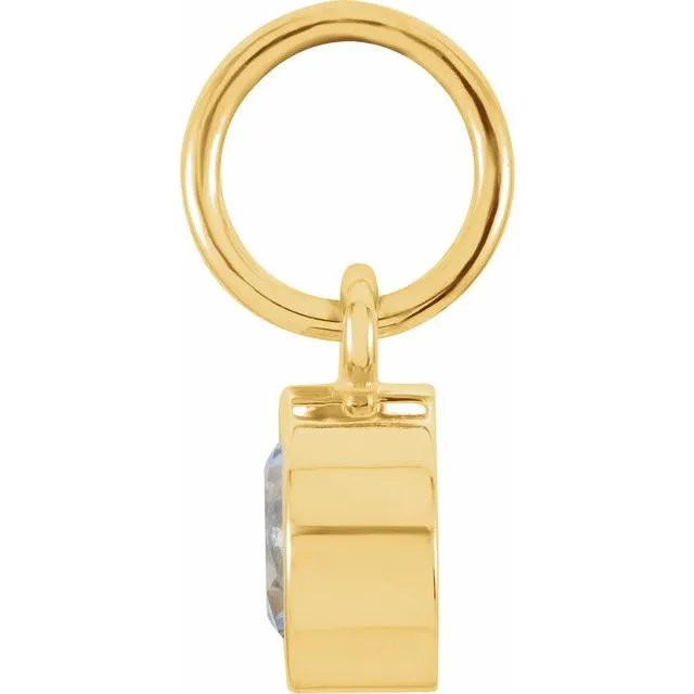 14K Yellow Gold 4 mm Round Imitation Aquamarine Birthstone Charm