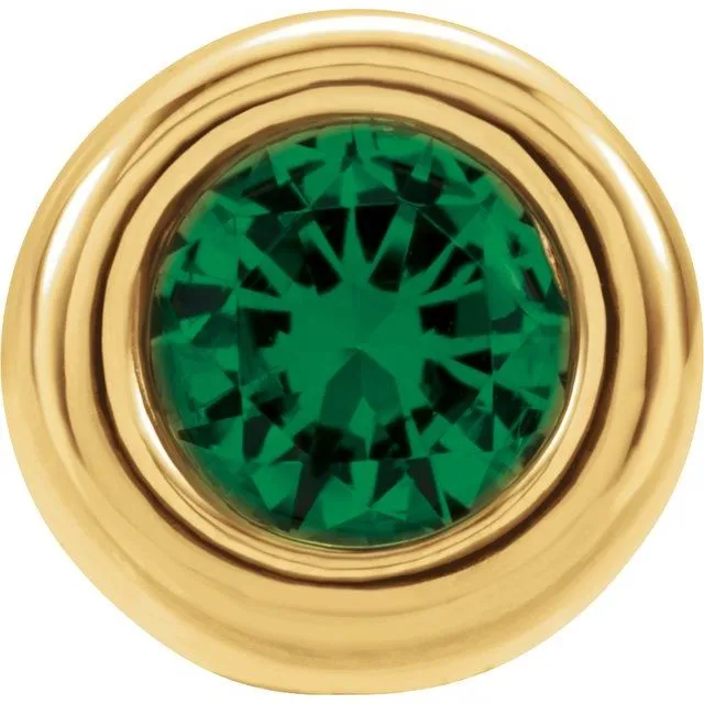 14K Yellow Gold 5 mm Imitation Emerald Birthstone Slide Pendant