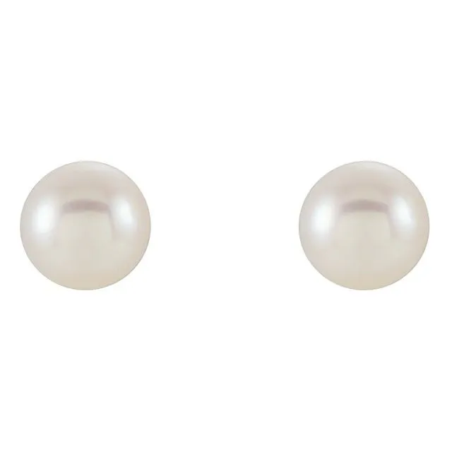 14K Yellow Gold 7-7.5 mm Freshwater Cultured Pearl Earrings