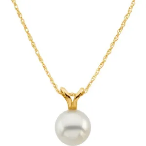 14K Yellow Gold Akoya Cultured Pearl 18" Necklace