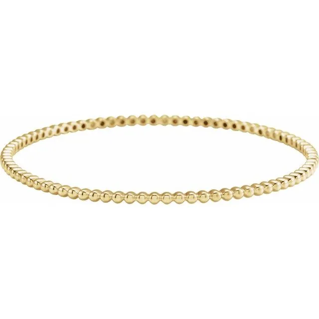 14K Yellow Gold Beaded Bangle Bracelet