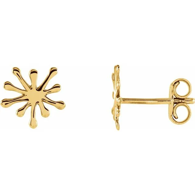 14K Yellow Gold Burst Stud Earrings
