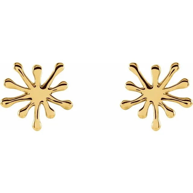 14K Yellow Gold Burst Stud Earrings
