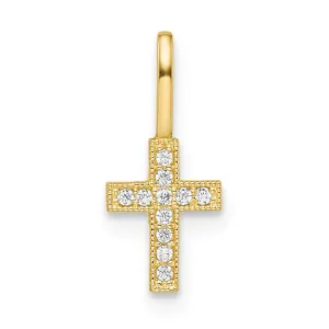 14k Yellow Gold CZ Cross Pendant