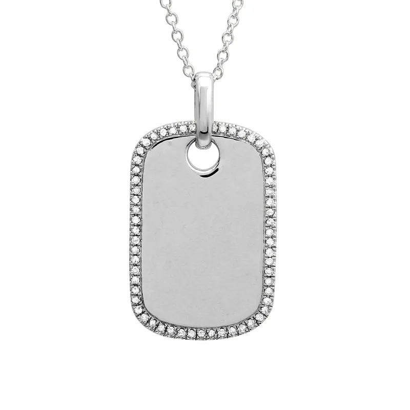 14k Yellow Gold Diamond Dog Tag