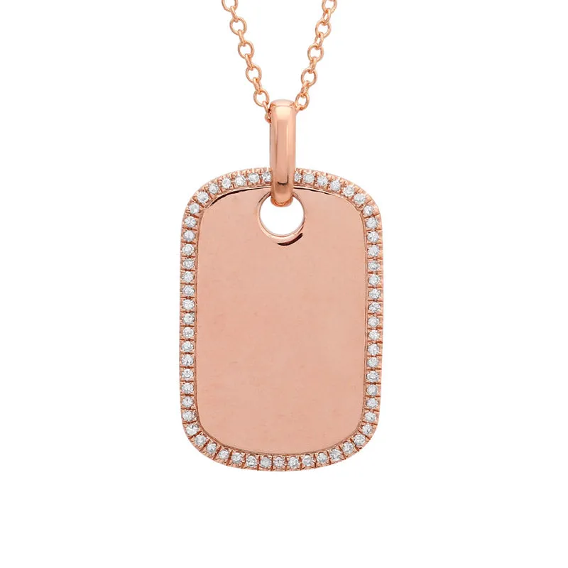 14k Yellow Gold Diamond Dog Tag