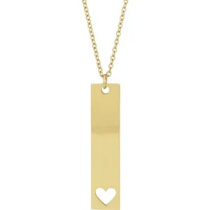 14K Yellow Gold Engravable Bar 16-18" Necklace