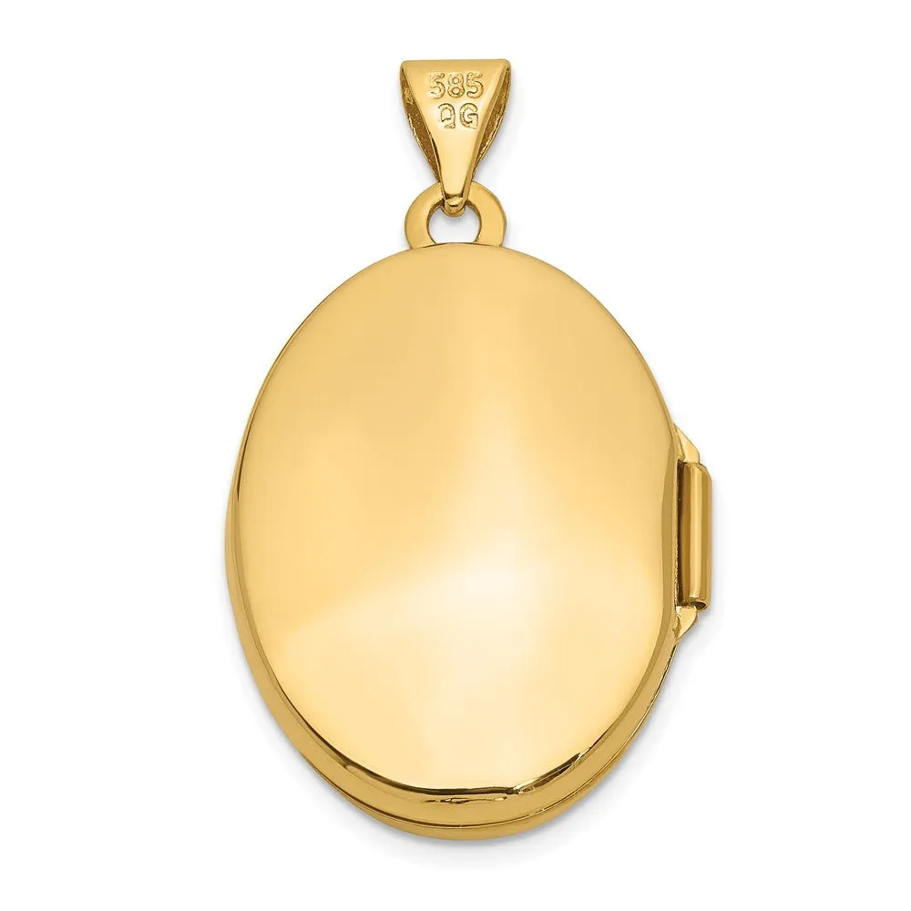 14k Yellow Gold Hand Engraved Floral Oval Locket