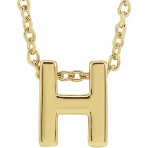 14K Yellow Gold Initial H Slide Pendant 16-18" Necklace