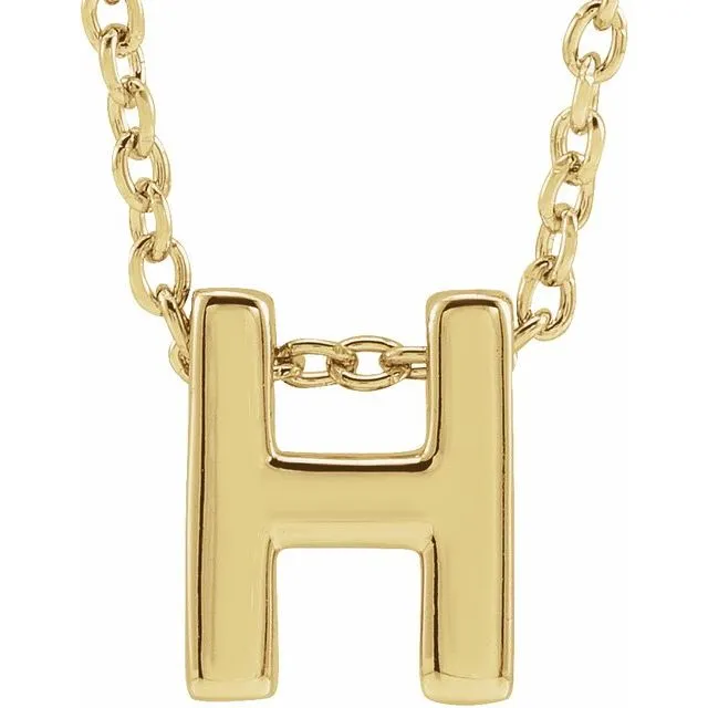 14K Yellow Gold Initial H Slide Pendant 16-18" Necklace
