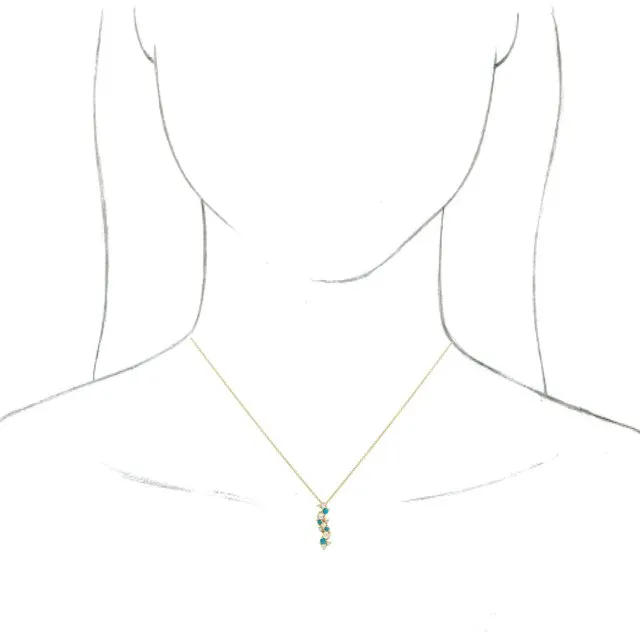 14K Yellow Gold Natural Ethiopian Opal Turquoise & .03 CTW Natural Diamond 16-18" Necklace
