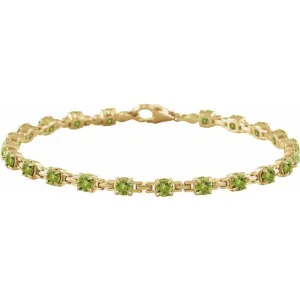 14K Yellow Gold Natural Peridot 7 1/4" Line Bracelet