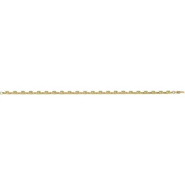 14K Yellow Gold Natural Peridot 7 1/4" Line Bracelet